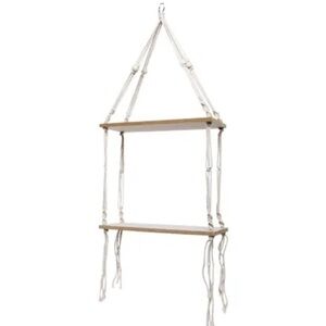 Hanging Macrame Shelf with Wooden Boards